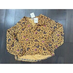 NWT Faherty Sage Silk Cotton Top Blouse Floral XS